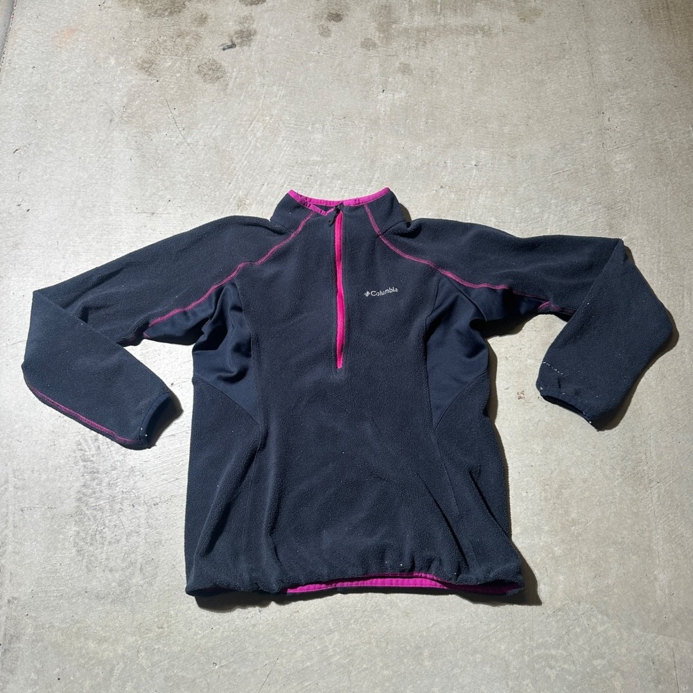 Columbia Fleece Pullover Women S Black 1/2 Zip Omni Heat Hiking Outdoor Gorpcore